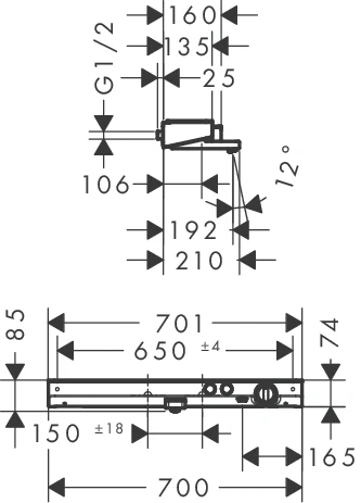 Thermostat ShowerTablet Select 700 Wanne Aufputz DN15 chrom Thermostat ShowerTablet Select 700 Wanne Aufputz DN15 chrom