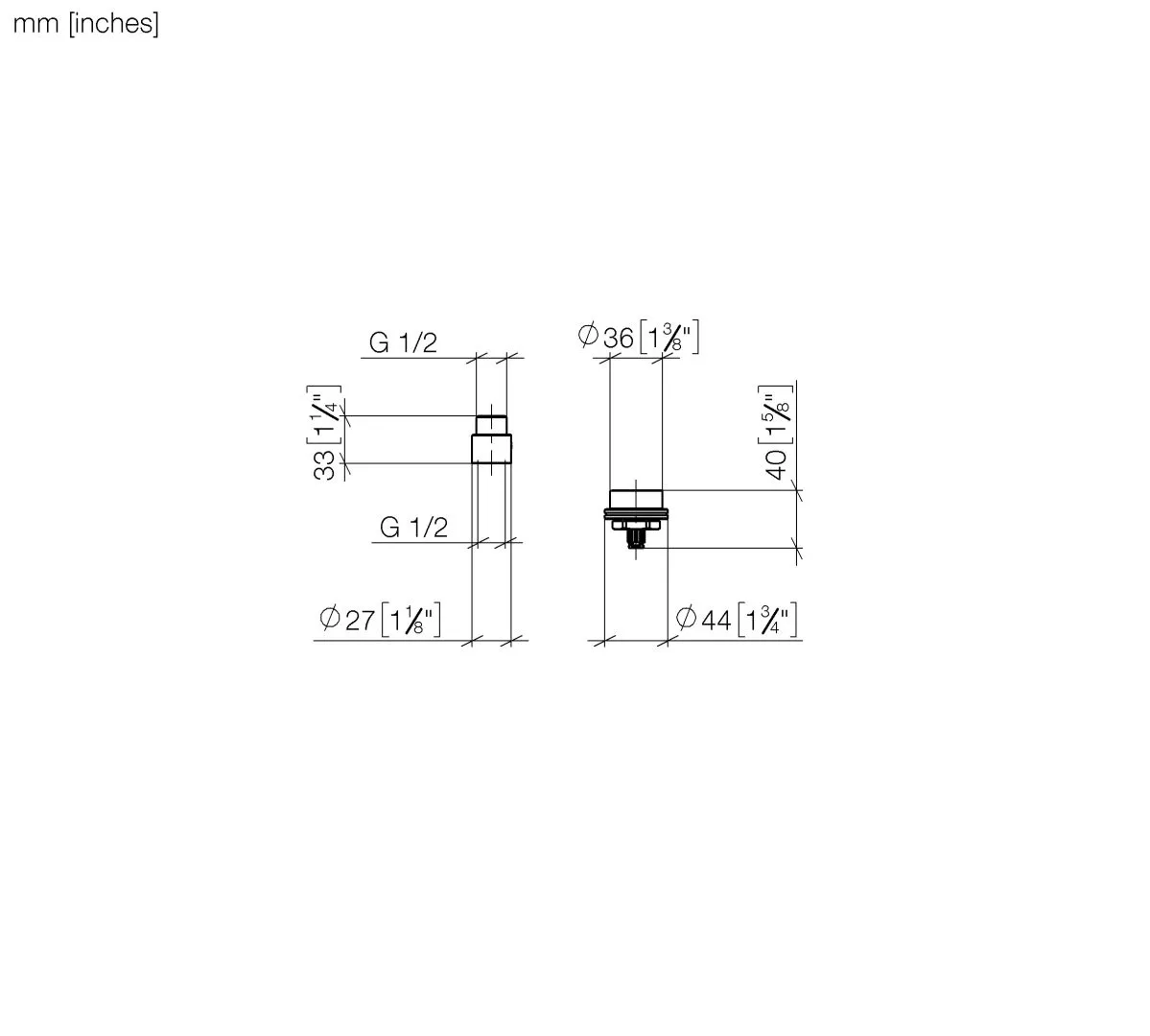 Dornbracht Verlängerung 20 mm - bis 20 mm: 1x 12 870 970 90, 21 mm - 40 mm: 2x 12 870 970 90