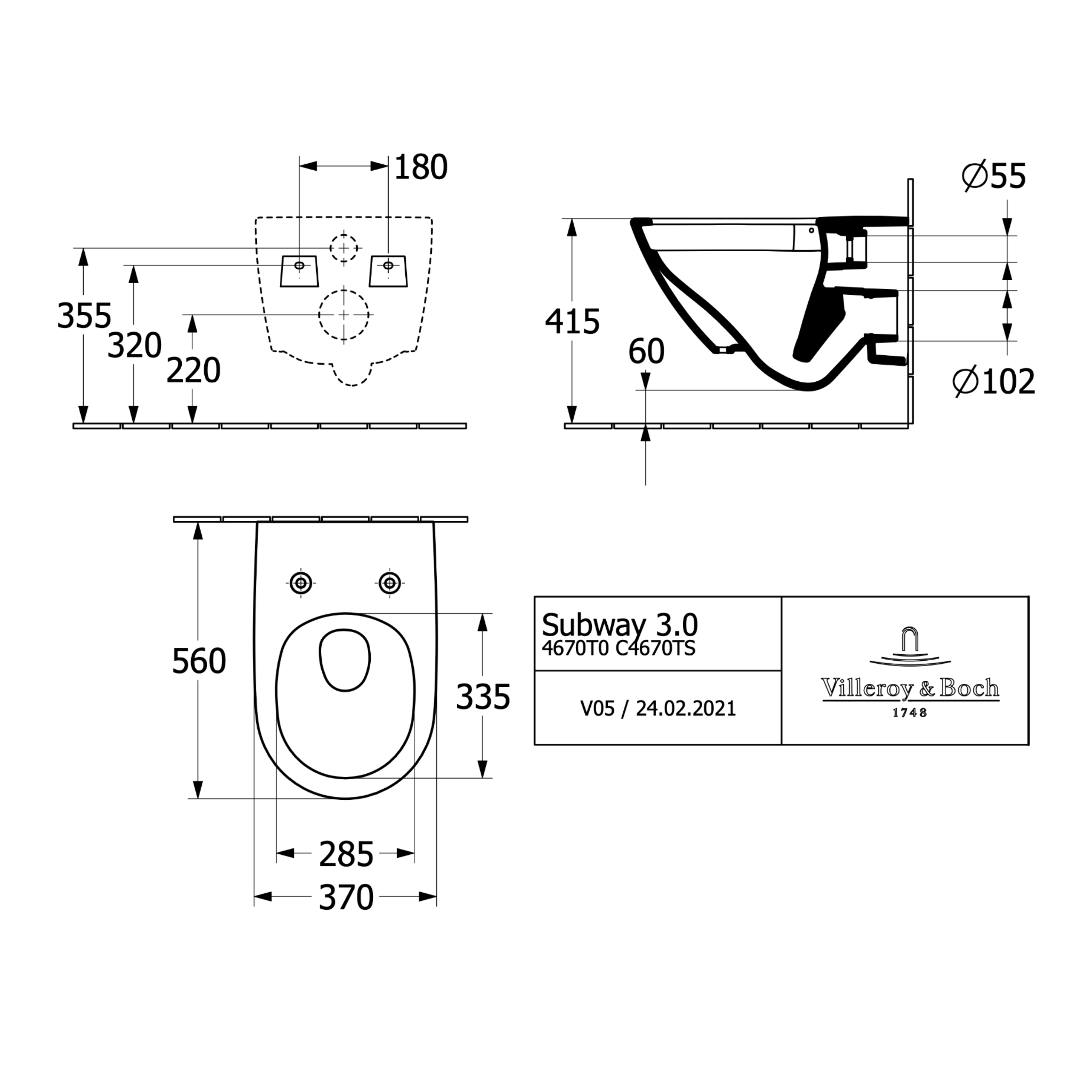 Wand-Tiefspül-WC „Subway 3.0“ 37 × 36 × 56 × 56 cm in Weiß Alpin, ohne Spülrand, Abgang waagerecht Wand-Tiefspül-WC „Subway 3.0“ 37 × 36 × 56 × 56 cm in Weiß Alpin, ohne Spülrand, Abgang waagerecht