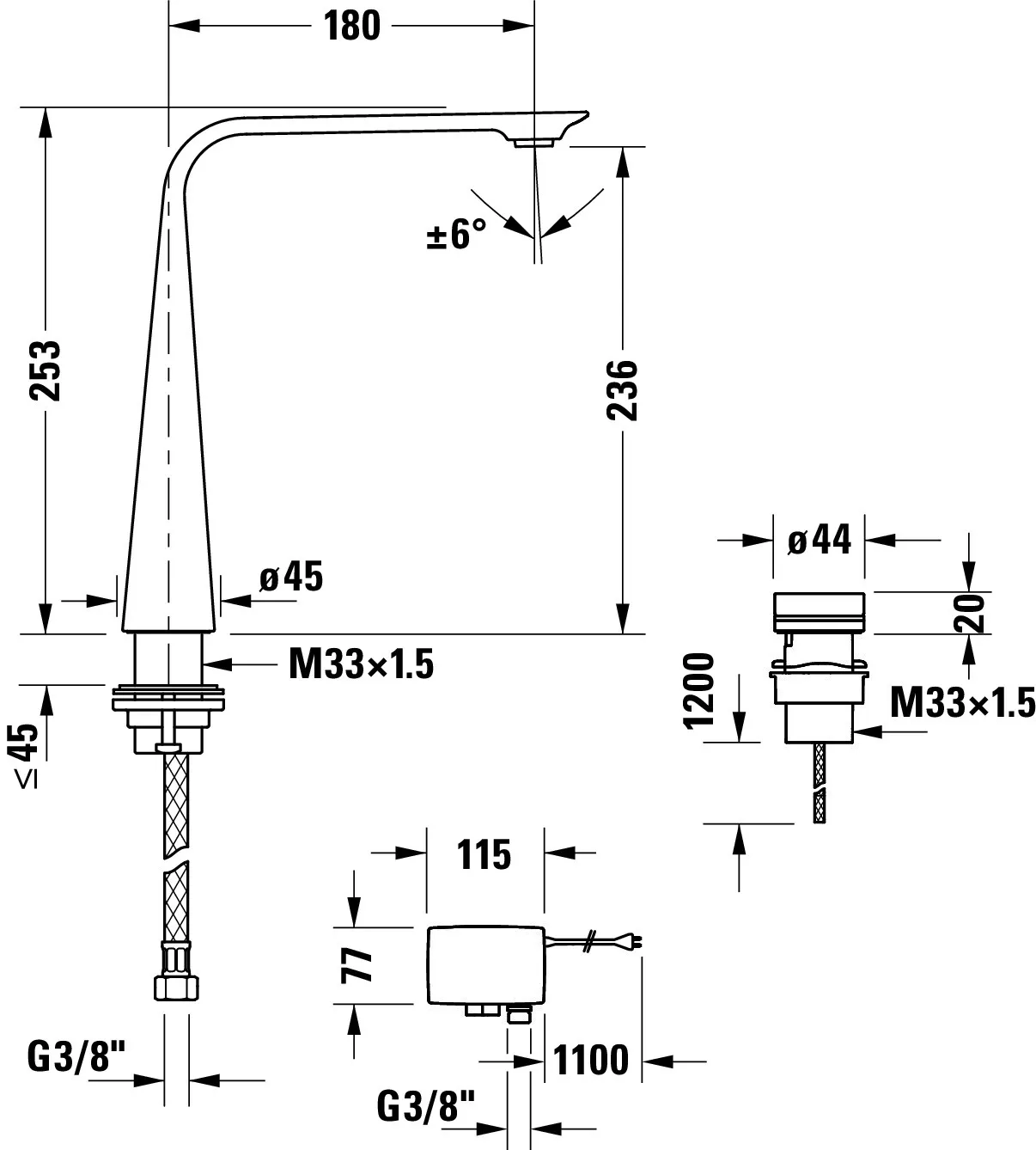 D.1 2-Loch Elektronikarmatur XL