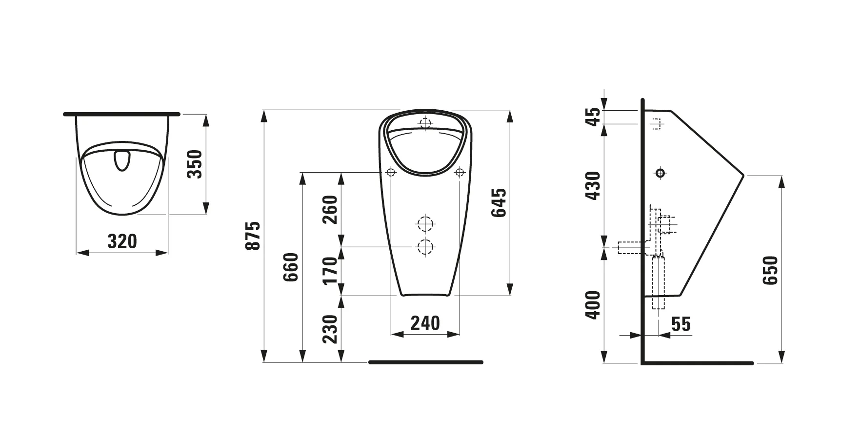 Absaugeurinal CAPRINO PLUS 350x320x645, spülrandlos, Wasserzulauf innen ohne elektronischer Steuerung weiß Absaugeurinal CAPRINO PLUS 350x320x645, spülrandlos, Wasserzulauf innen ohne elektronischer Steuerung weiß