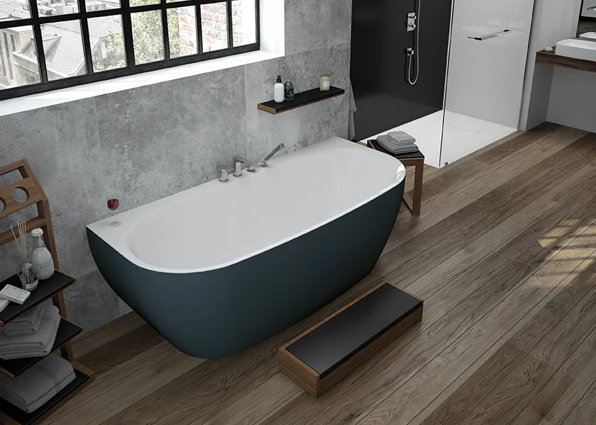 Hoesch Badewanne „iSensi“ Monolith vorwand rechteck 180 × 80 cm in Weiß-Grau Hoesch Badewanne „iSensi“ Monolith vorwand rechteck 180 × 80 cm in Weiß-Grau