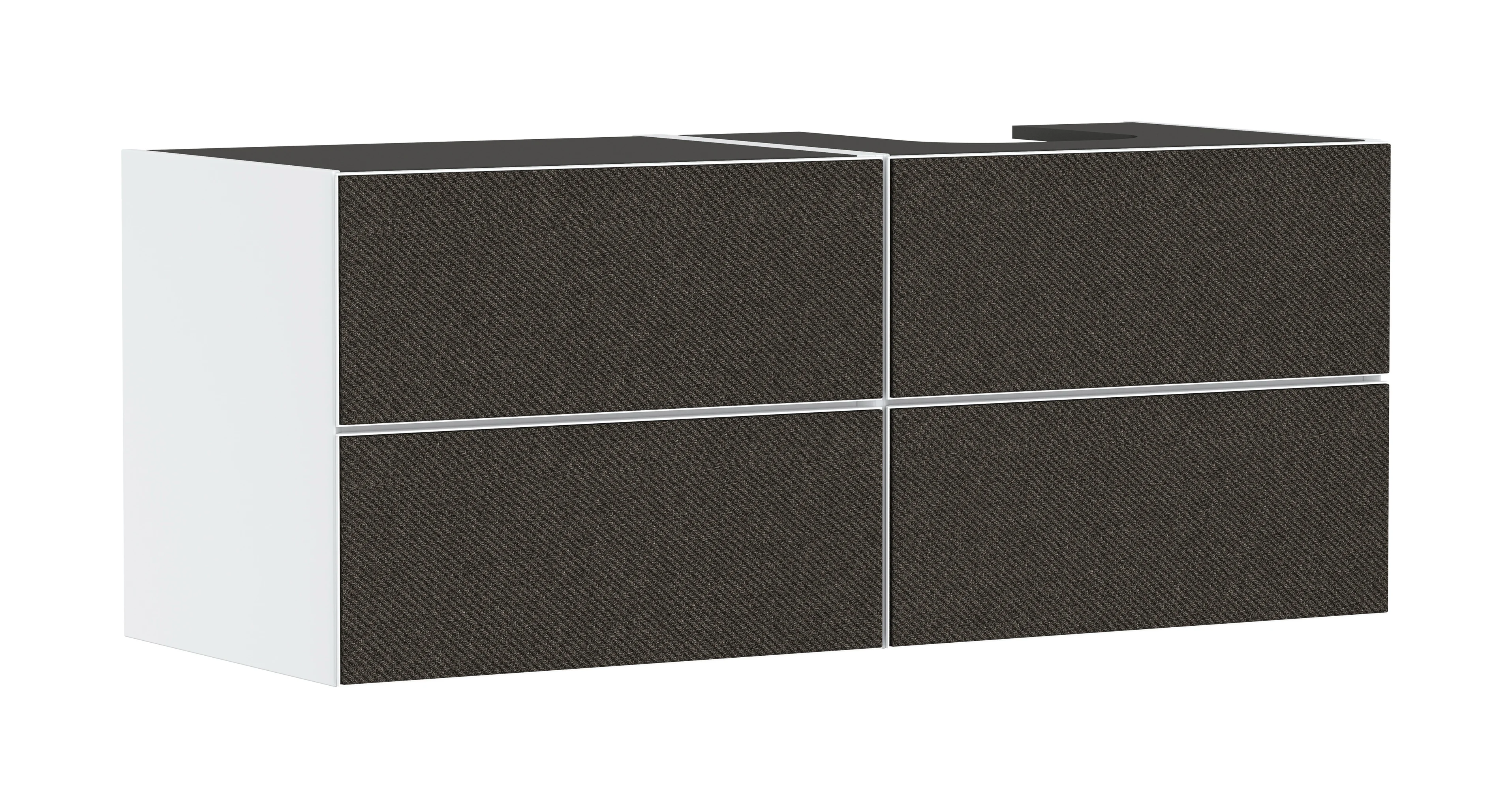 Hansgrohe Xevolos E Waschtischunterschrank Mattweiß 1370x550 mm mit 4 Schubkästen, griff- und siphonausschnittlos, SoftClose, PushOpen, vormontiert