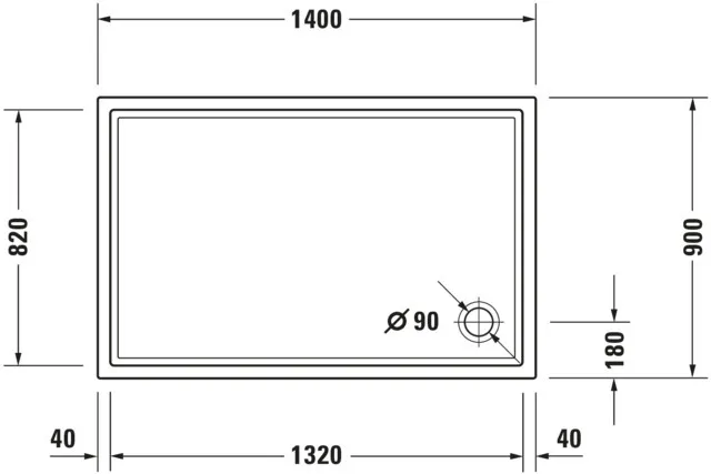 Duravit rechteck Duschwanne „Starck Slimline“ 140 × 90 cm 