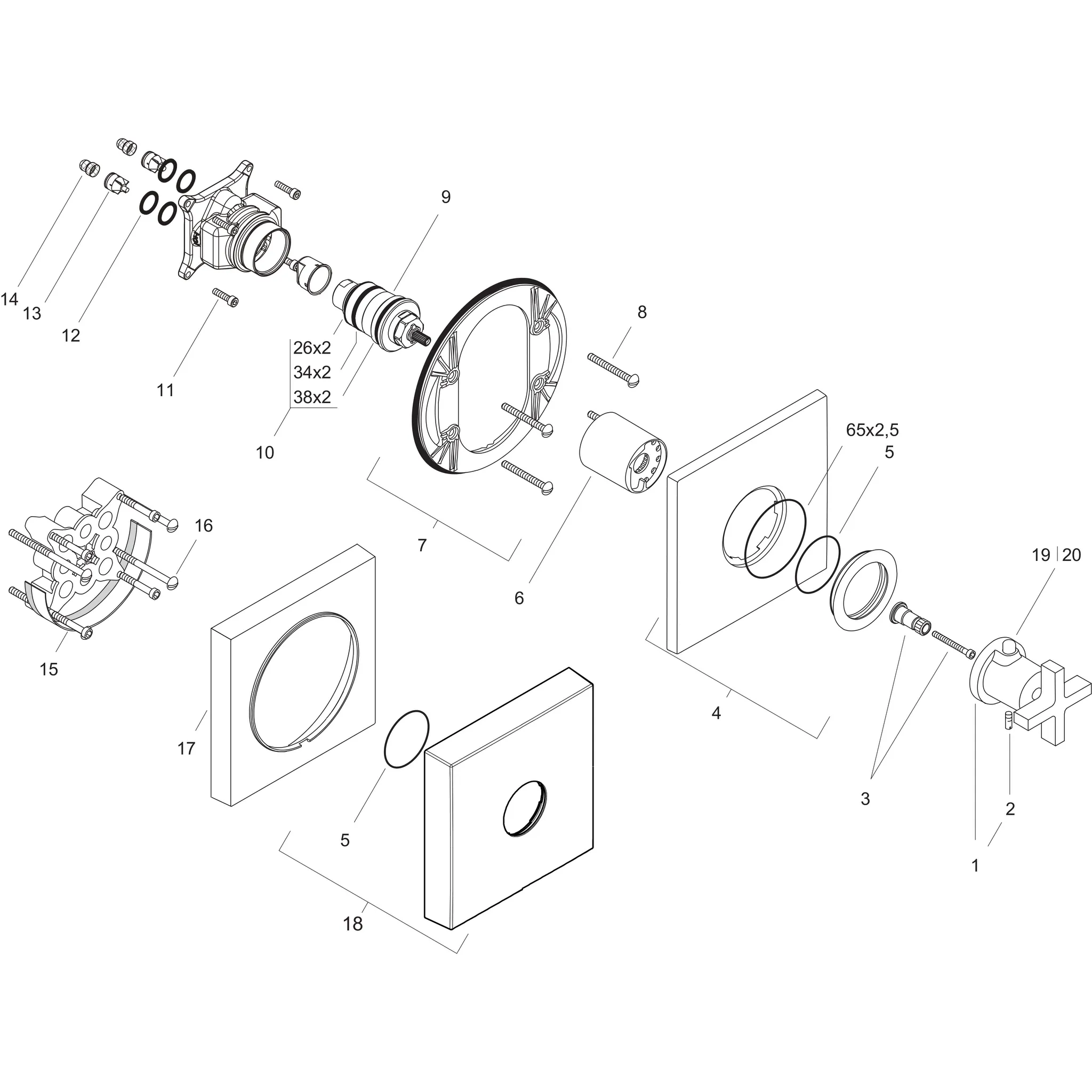Thermostat Unterputz Axor Citterio High Flow Fertigset mit Kreuzgriff chrom Thermostat Unterputz Axor Citterio High Flow Fertigset mit Kreuzgriff chrom