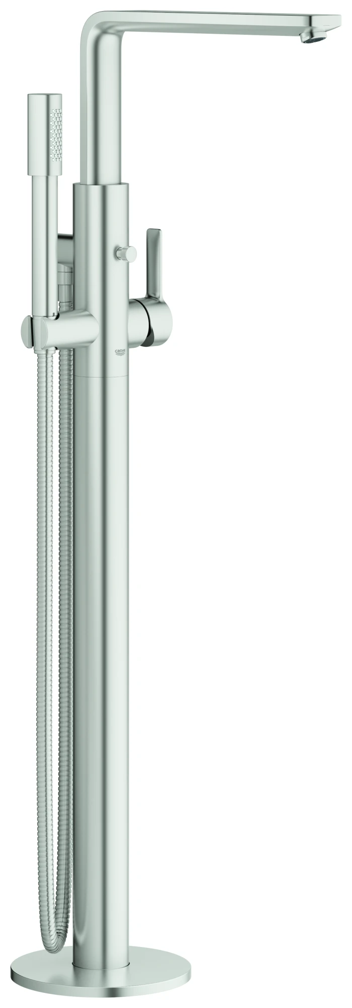 Einhand-Wannenbatterie Lineare 23792_1, Bodenmontage, Fertigmontageset für 45 984, mit Brauseset und Brauseschlauch, eigensicher, chrom