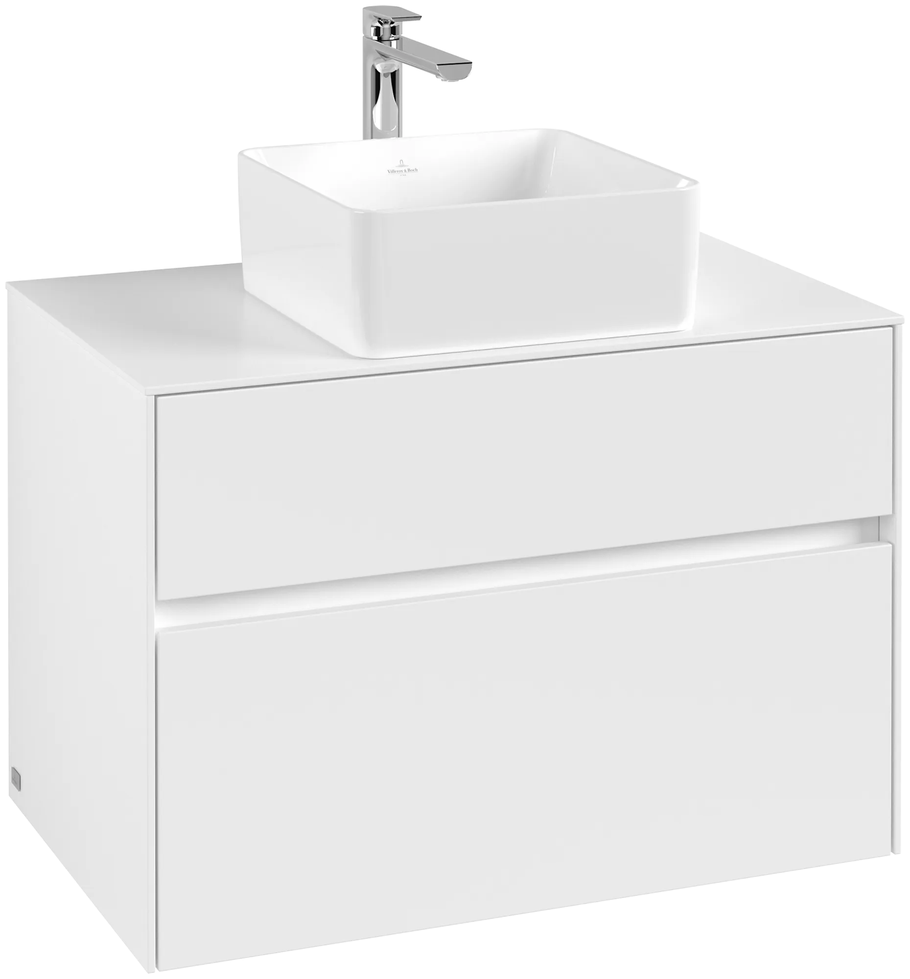 Villeroy & Boch Waschbeckenunterschrank Collaro C03700, Eckig White Matt, 800x548x500mm, mit SoftClosing, Hahnlochbohrung werkseitig vorgebohrt Villeroy & Boch Waschbeckenunterschrank Collaro C03700, Eckig White Matt, 800x548x500mm, mit SoftClosing, Hahnlochbohrung werkseitig vorgebohrt
