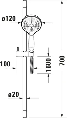 Duravit Brauseset Zubehör Armaturen DU Brauseset 700m, Handbrause 3-Jet Rain/Pulse/Mono BS 1600 Schwarz