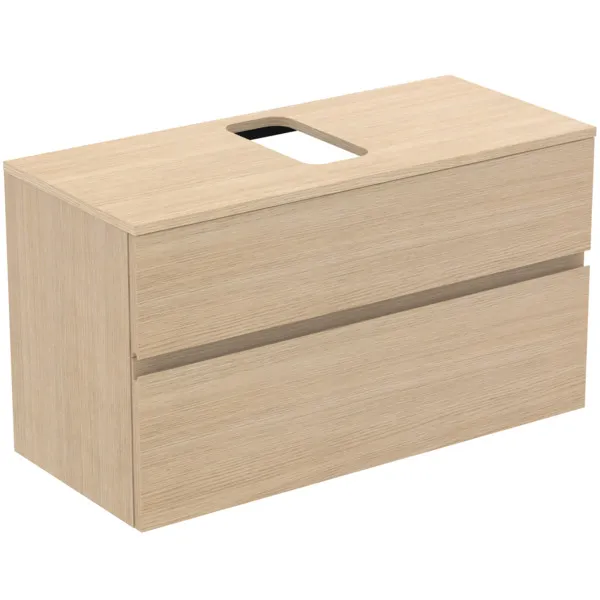 Ideal Standard Waschtischunterschrank Finesse Eiche weiß, 1002x440x558mm, 2 Auszüge