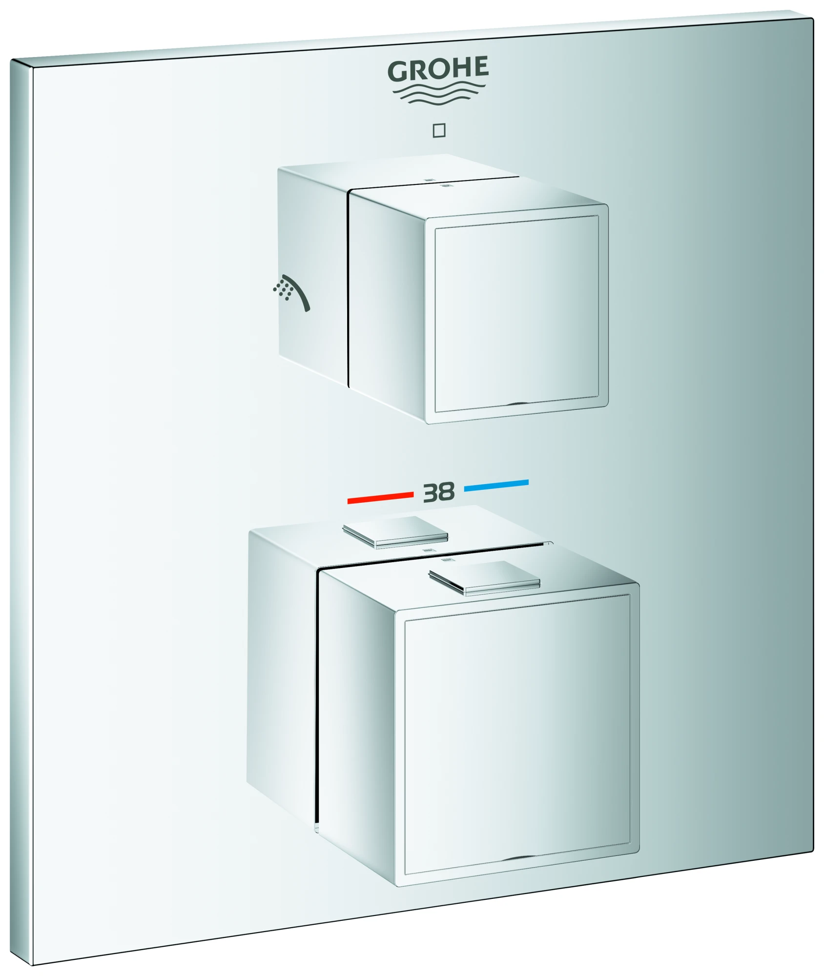 Thermostat-Brausebatterie Grohtherm Cube 24154, mit integrierter 2-Wege-Umstellung, Fertigmontageset für Rapido SmartBox, chrom