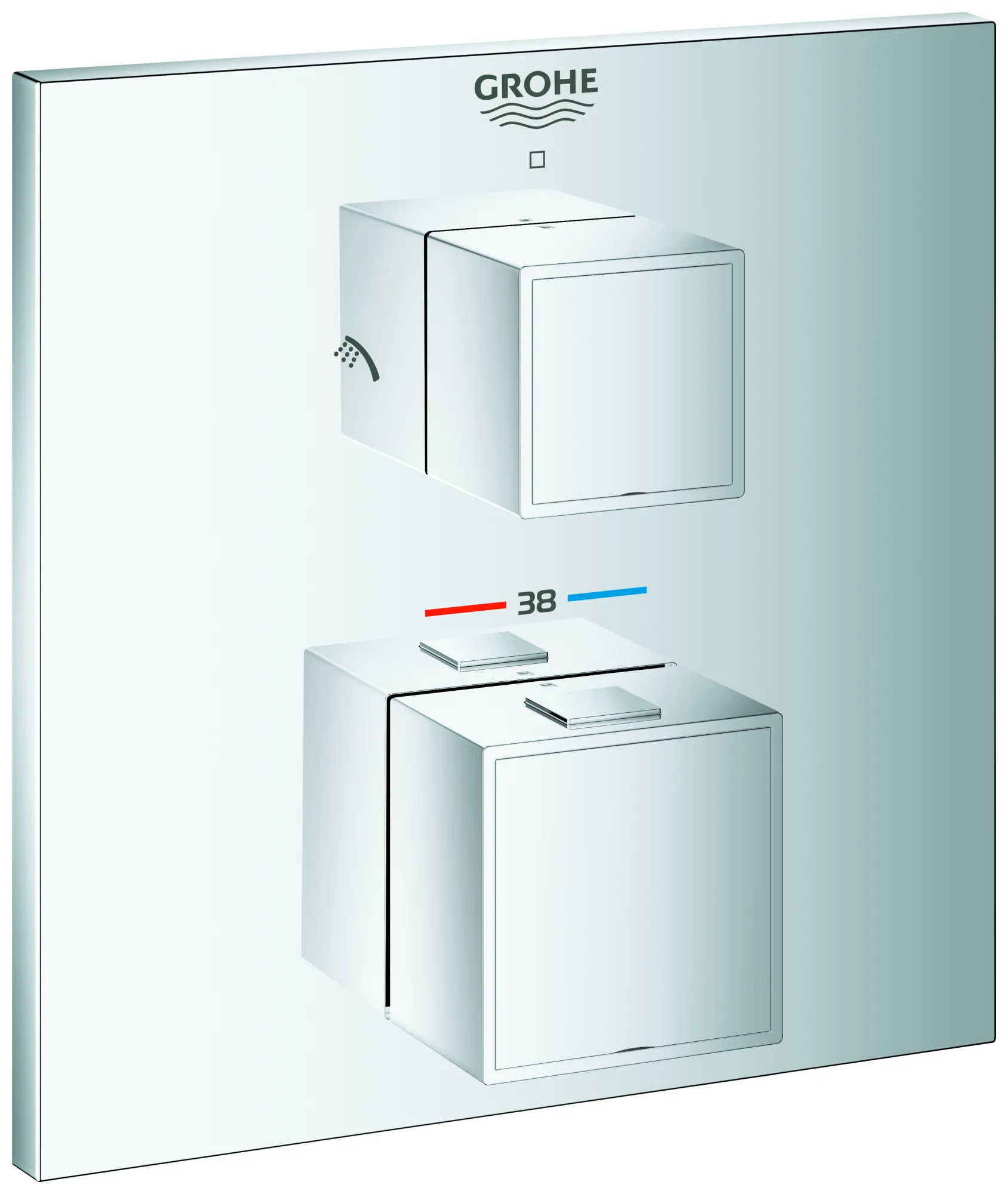 Thermostat-Brausebatterie Grohtherm Cube 24154, mit integrierter 2-Wege-Umstellung, Fertigmontageset für Rapido SmartBox, chrom Farbe: chrom Thermostat-Brausebatterie Grohtherm Cube 24154, mit integrierter 2-Wege-Umstellung, Fertigmontageset für Rapido SmartBox, chrom Farbe: chrom