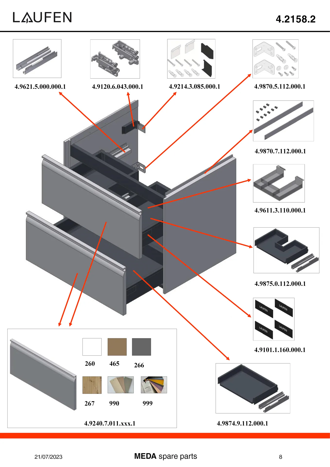 Waschtischunterbau, MEDA, 448x636x515, mit 2 Schubladen, 1 Ordnungssystem, integrierte Griffleiste, Vollauszug und Soft-Close, für Waschtisch MEDA H810114 (65 cm), weiß matt Waschtischunterbau, MEDA, 448x636x515, mit 2 Schubladen, 1 Ordnungssystem, integrierte Griffleiste, Vollauszug und Soft-Close, für Waschtisch MEDA H810114 (65 cm), weiß matt