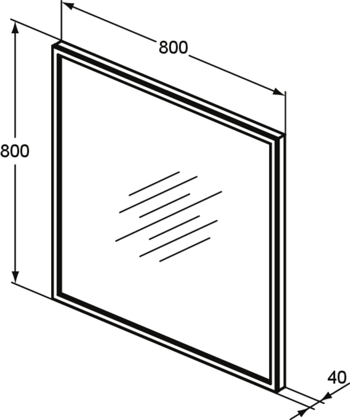 Ideal Standard Spiegel Conca, eckig, 800x38x800mm