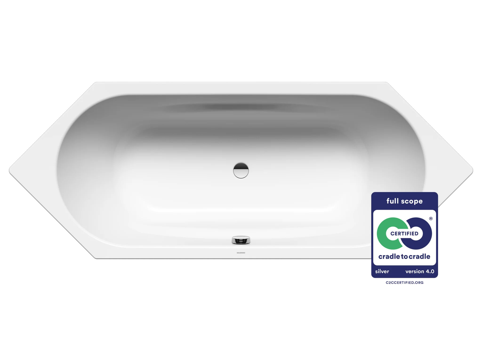Kaldewei VAIO DUO 6 Badewanne, 2100x800 mm, alpinweiß, Sechseckform mit integrierten Armlehnen