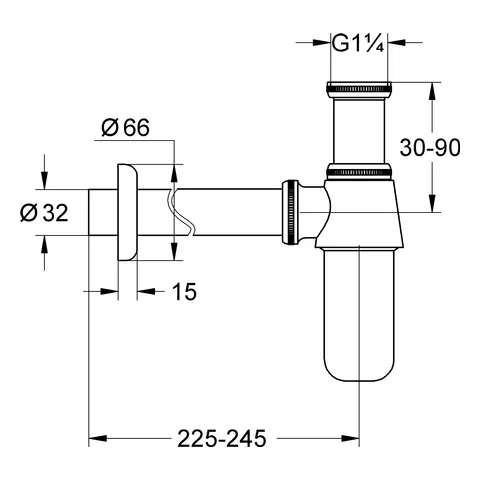 Geruchsverschluss 1 1/4'' 28920, für Waschtische, mit feststehendem Tauchrohr