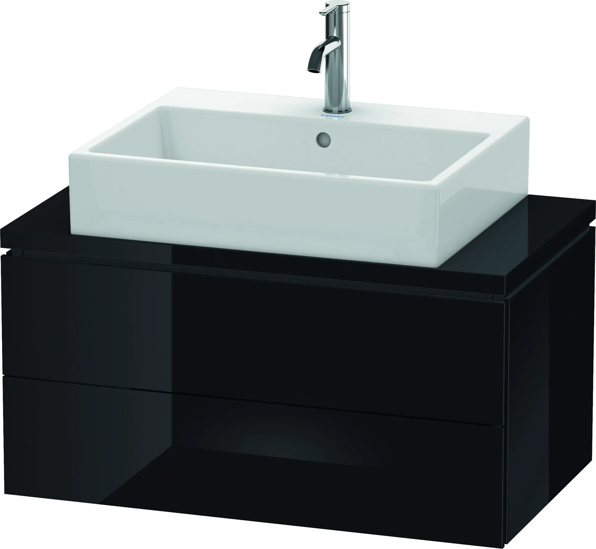 Duravit Waschtischunterschrank wandhängend „L-Cube“ 82 × 40 × 47,7 cm Schwarz Hochglanz