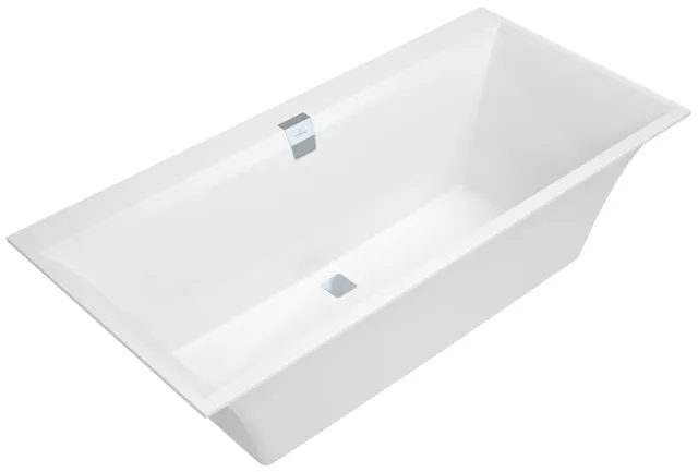 Villeroy & Boch Badewanne „Squaro Edge 12“ rechteck 160 × 75 cm, Mittelablauf in Weiß Alpin