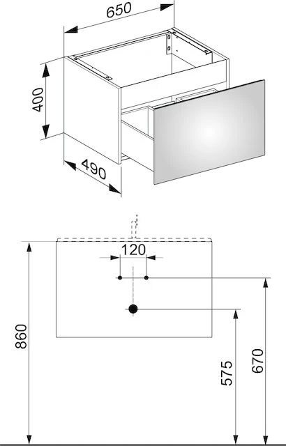 X-Line Waschtischunterbau mit Auszug 650 x 400 x 490 mm cashmere/cashmere