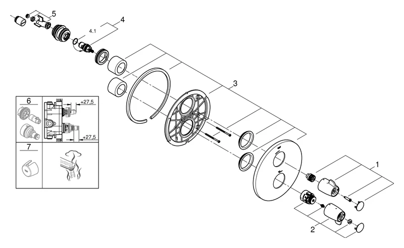 Grohe Grohtherm Special Thermostat-Brausebatterie Fertigmontageset für Rapido T 35 500 chrom Grohe Grohtherm Special Thermostat-Brausebatterie Fertigmontageset für Rapido T 35 500 chrom