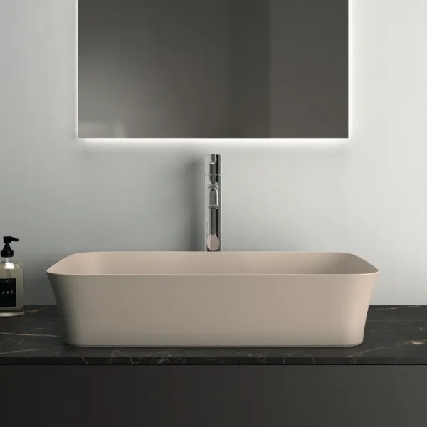 Waschtischplatte Conca, aus Keramik, 1202x505x6mm, Marmor Noir Desir