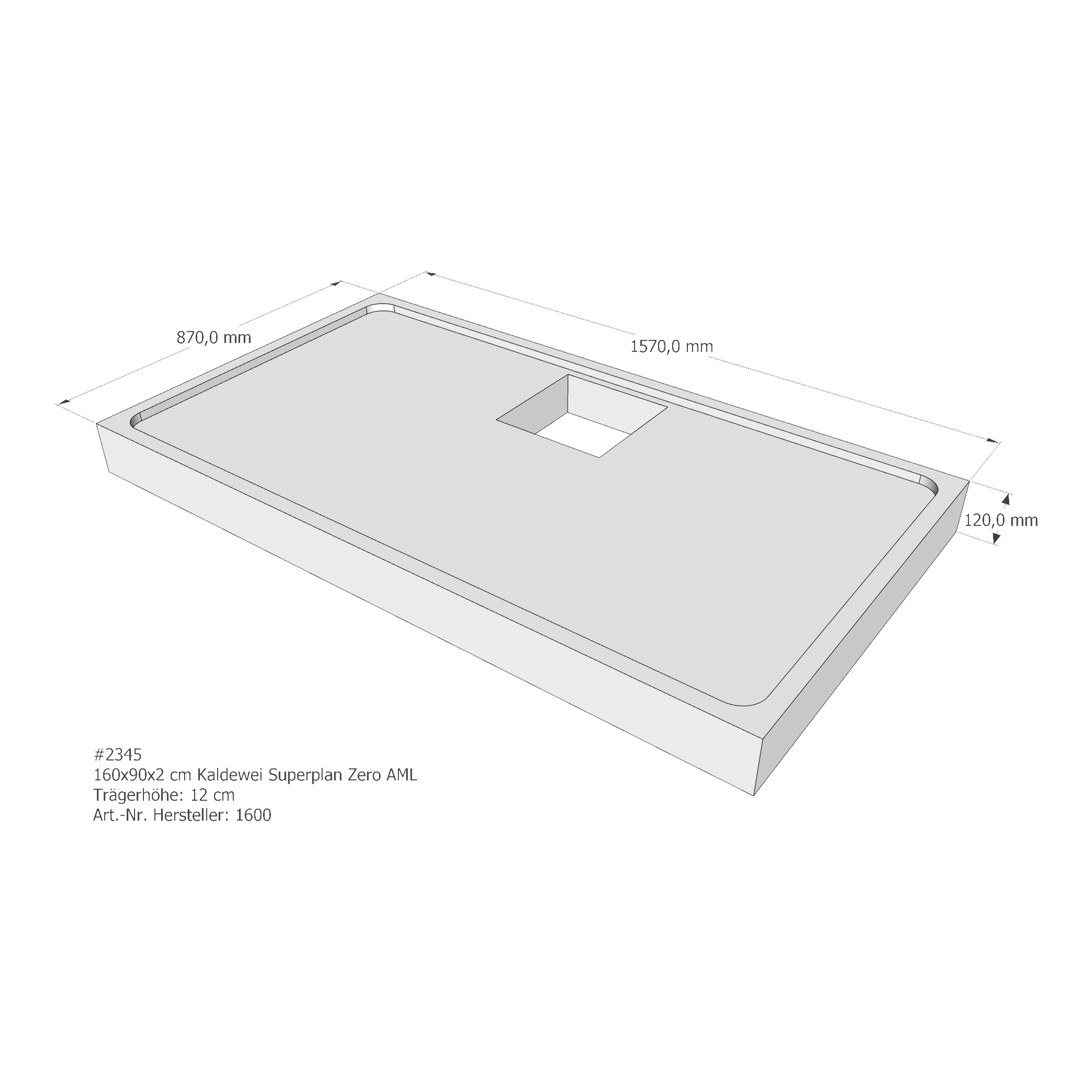 Duschwannenträger für Kaldewei Superplan Zero 160 × 90 × 2 cm