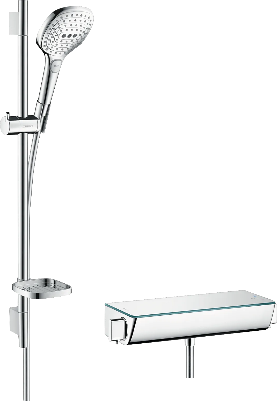 Hansgrohe Raindance Select E Brausesystem Aufputz 120 3jet mit Ecostat Select Thermostat Chrom Hansgrohe Raindance Select E Brausesystem Aufputz 120 3jet mit Ecostat Select Thermostat Chrom