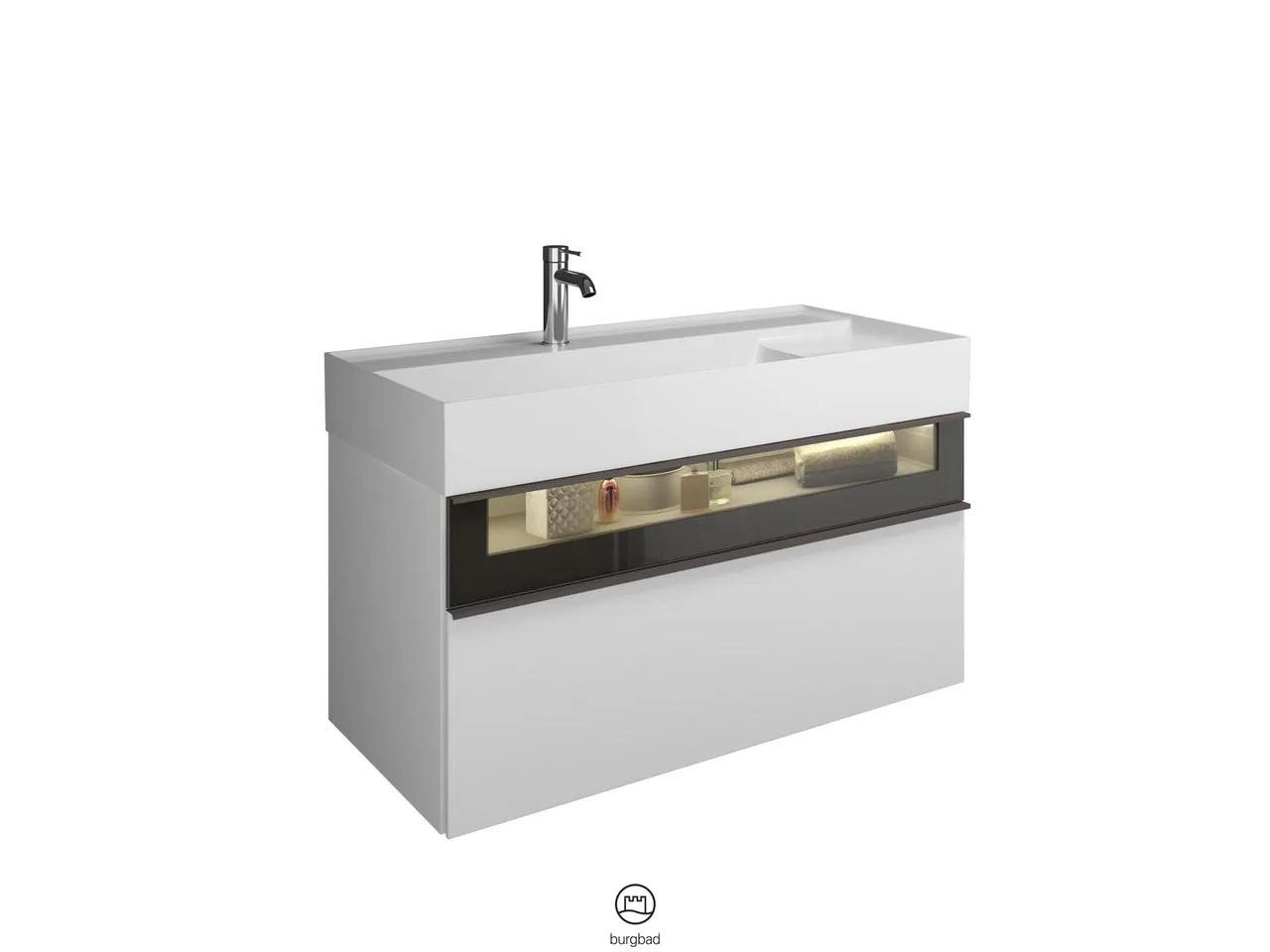 burgbad Yumo Mi-Waschtisch inkl. WTU SFMX102, Mineralguss, 470x1015x610mm, PG1 burgbad Yumo Mi-Waschtisch inkl. WTU SFMX102, Mineralguss, 470x1015x610mm, PG1