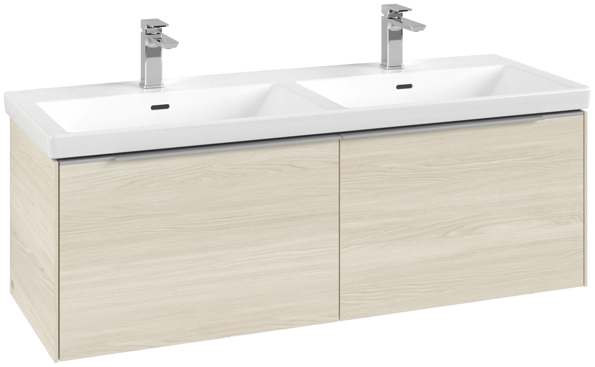 Villeroy & Boch Waschtischunterschrank „Subway 3.0“ für Schrank-Doppelwaschtisch 1272 × 429 × 478 mm White Oak, für links und rechts Becken: links und rechts / Beleuchtung: mit Beleuchtung / Front- & Korpusfarbe: White Oak / Grifffarbe: Aluminium glänzend / Größe: 127,2 × 42,9 cm / Schubladen: 2 Villeroy & Boch Waschtischunterschrank „Subway 3.0“ für Schrank-Doppelwaschtisch 1272 × 429 × 478 mm White Oak, für links und rechts Becken: links und rechts / Beleuchtung: mit Beleuchtung / Front- & Korpusfarbe: White Oak / Grifffarbe: Aluminium glänzend / Größe: 127,2 × 42,9 cm / Schubladen: 2
