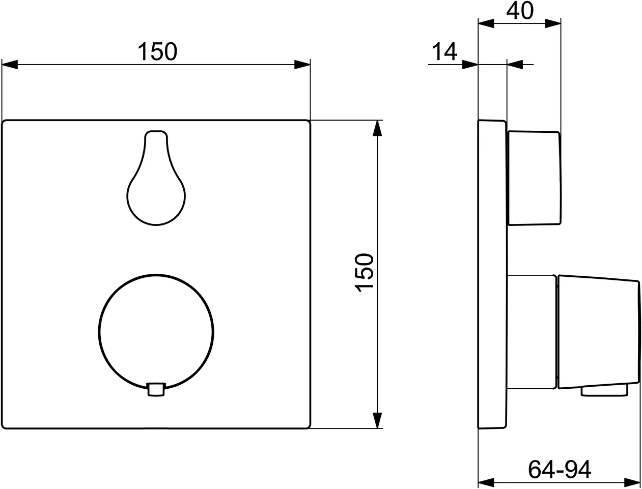 HansaLIVING Wannen- und Brausearmatur Thermostat Fertigsets HansaLIVING 8114 Rosette eckig Chrom