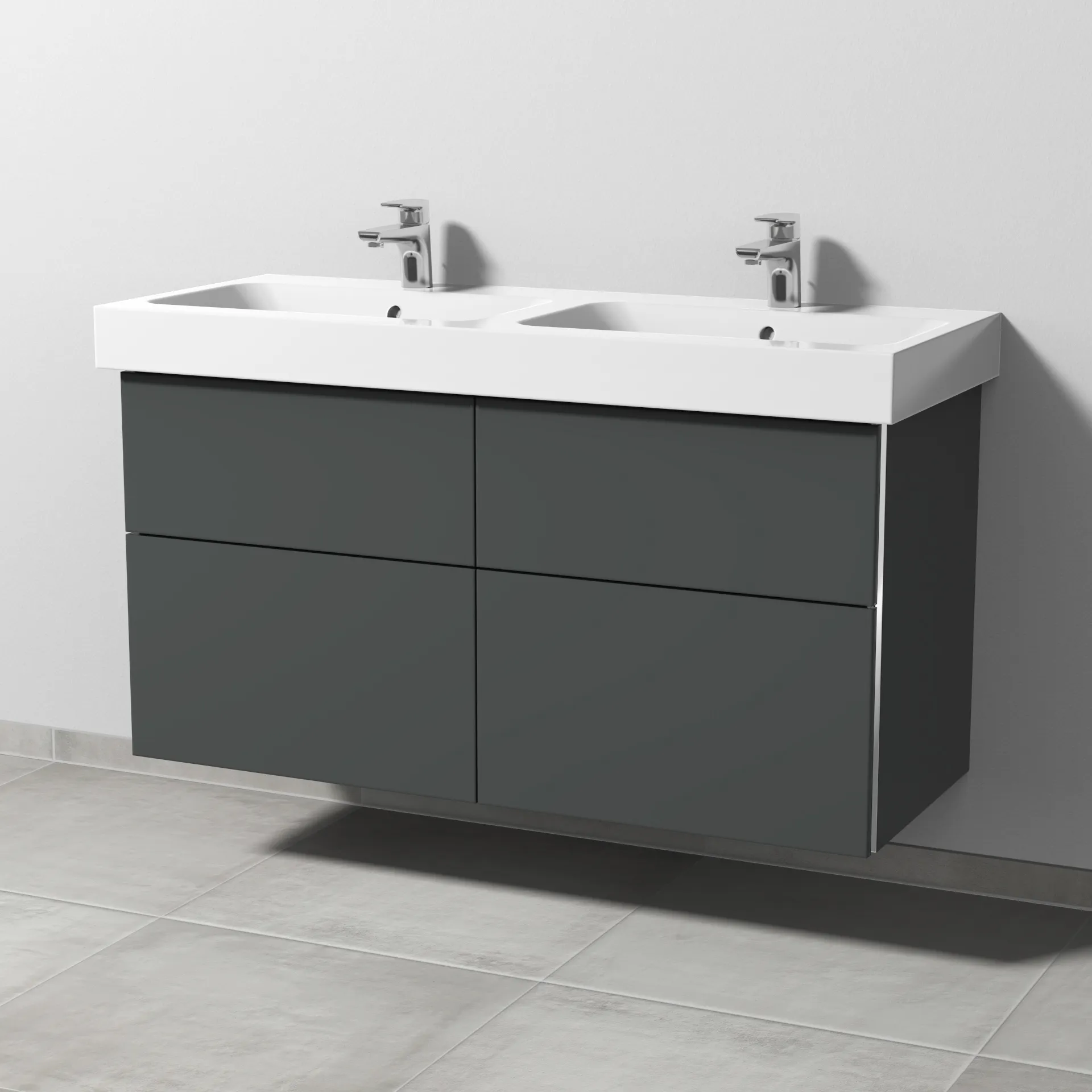 Sanipa Waschtischunterschrank „3way“ passend zu Keramik-Waschtische iCon von Geberit 1150 × 593 × 462 mm in Anthrazit (matt), mit Hahnlochbohrung,