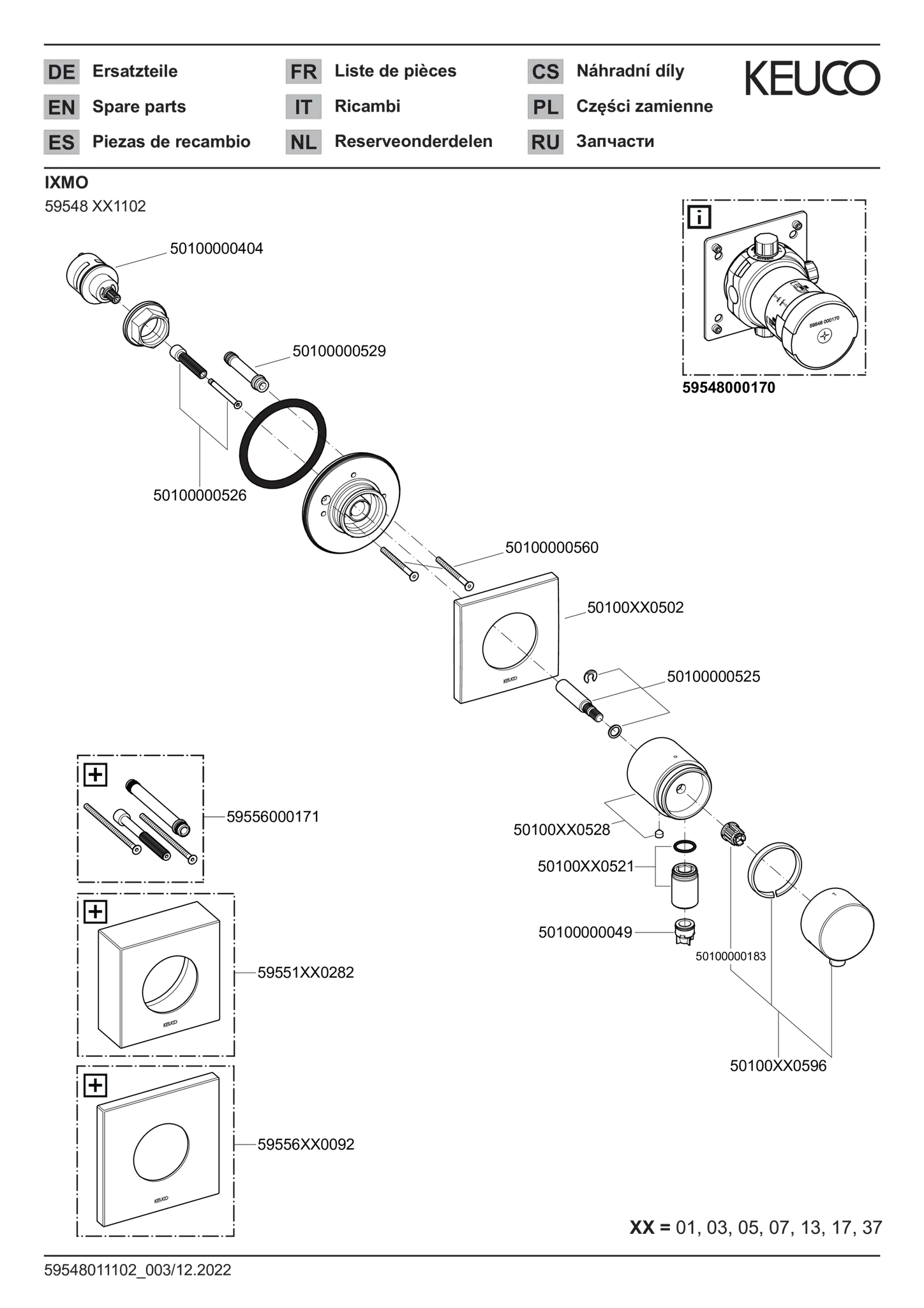IXMO 3-Wege Umstellventil UP DN15 IXMO Comfort, eckig Messing geb. IXMO 3-Wege Umstellventil UP DN15 IXMO Comfort, eckig Messing geb.