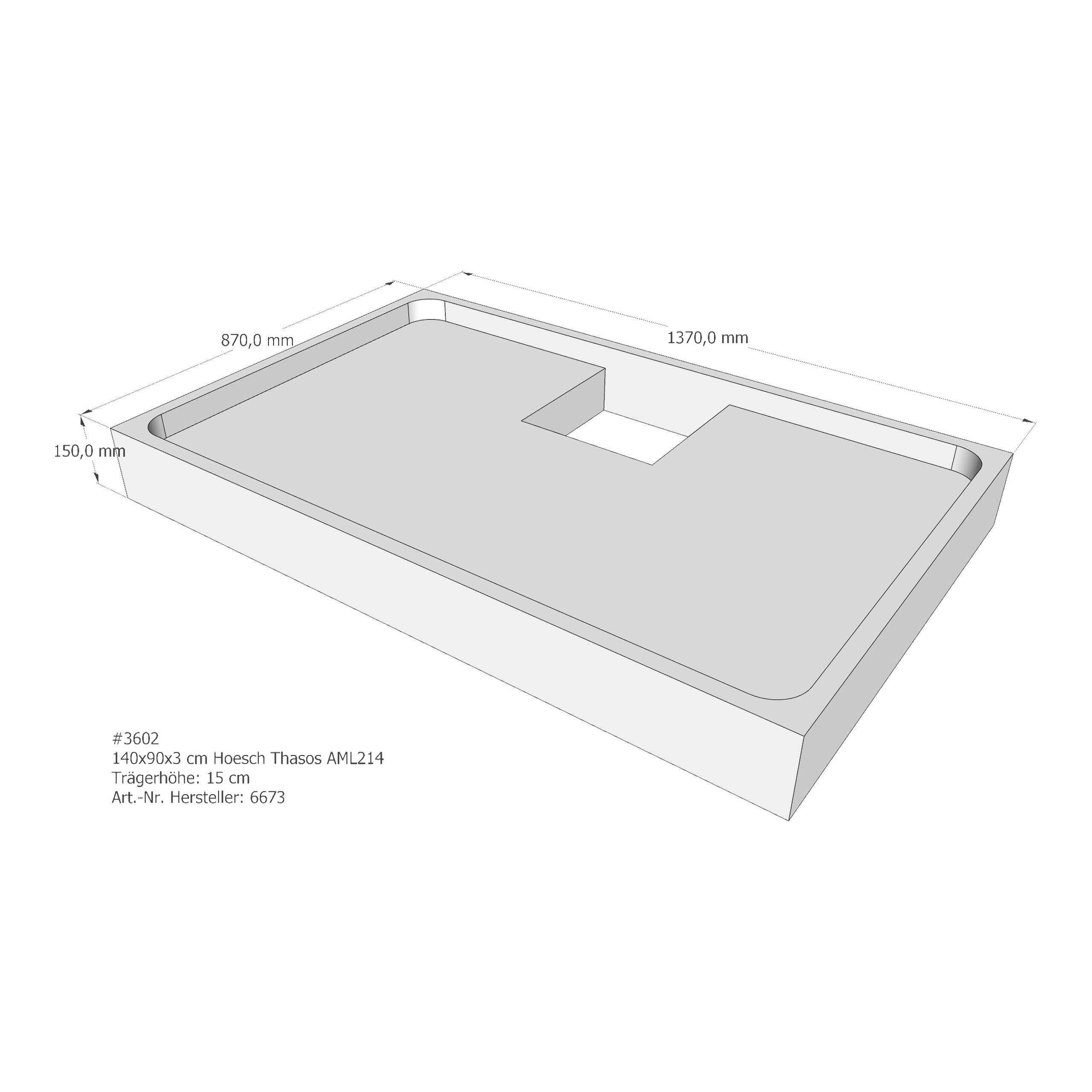 Duschwannenträger für Hoesch Thasos 140 × 90 × 3 cm