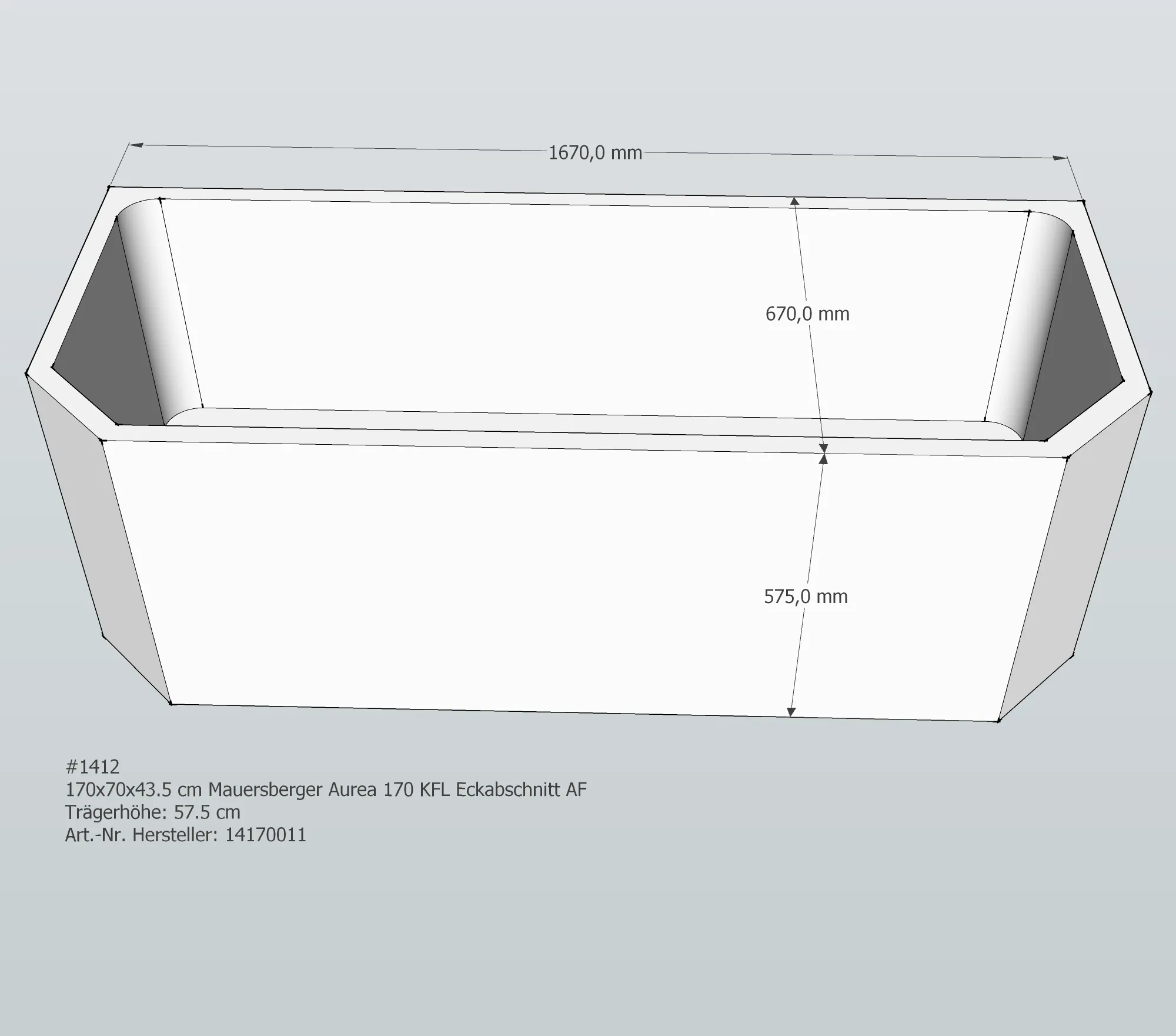 Badewannenträger für Mauersberger Aurea 170 KFL 170 × 70 × 43,5 cm Badewannenträger für Mauersberger Aurea 170 KFL 170 × 70 × 43,5 cm