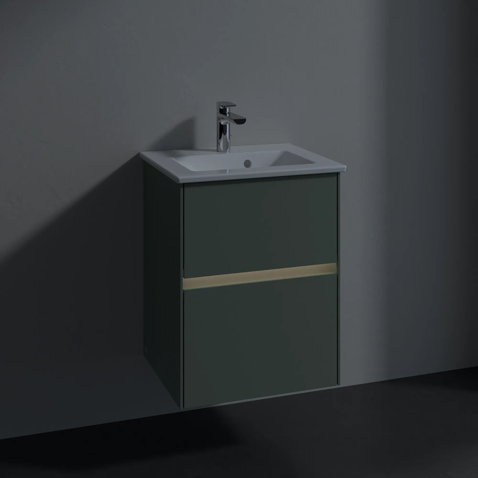 Villeroy & Boch Waschtischunterschrank „Collaro“ 472 × 610 × 404 mm Soft Green, mit Beleuchtung, für Becken mittig Villeroy & Boch Waschtischunterschrank „Collaro“ 472 × 610 × 404 mm Soft Green, mit Beleuchtung, für Becken mittig