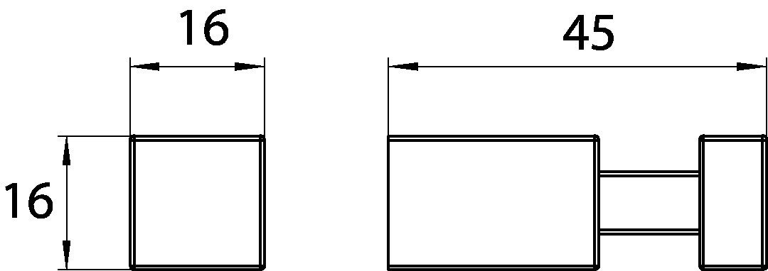 liaison Haken 16 × 16 × 45 mm, chrom