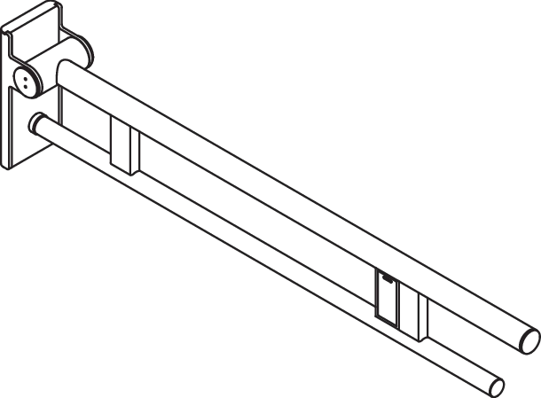 Mobiler Stützklappgriff Duo, Design A des Systems 900, Edelstahl, PVD, Ausladung 900 mm, mit Funk-Spülauslösung, Ausführung links, in Farbe CK (messing glänzend)