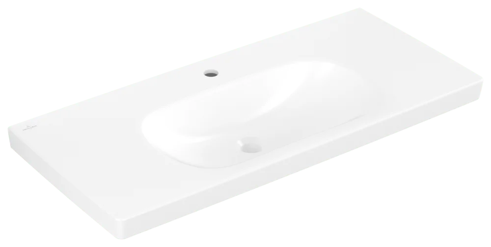 Villeroy & Boch Schrankwaschtisch Skyla 1000x460 mm, Stone White CeramicPlus, TitanCeram, 160 mm Höhe, 3-Loch-Armatur, Wandmontage