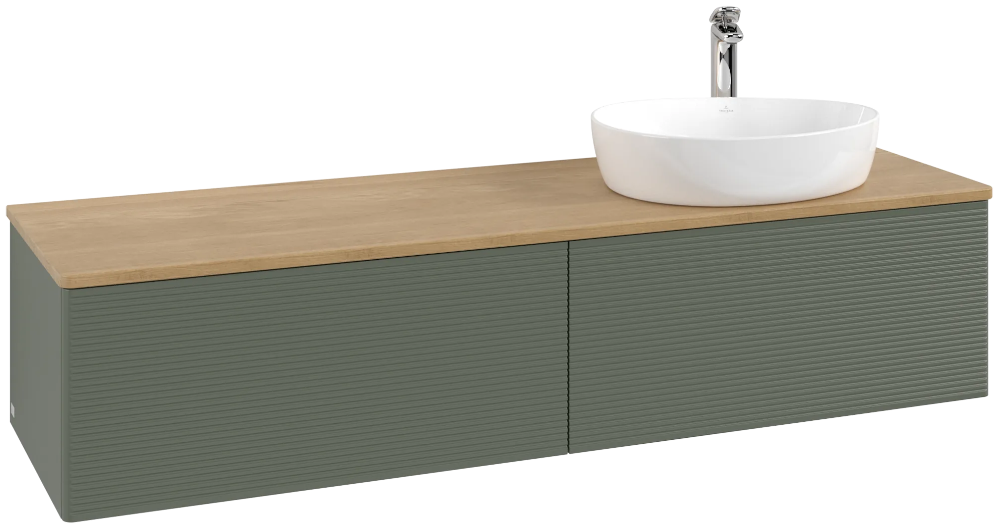 Villeroy & Boch Waschtischunterschrank „Antao“ 1600 × 360 × 500 mm Leaf Green Matt Lacquer, für Becken rechts, ohne Beleuchtung