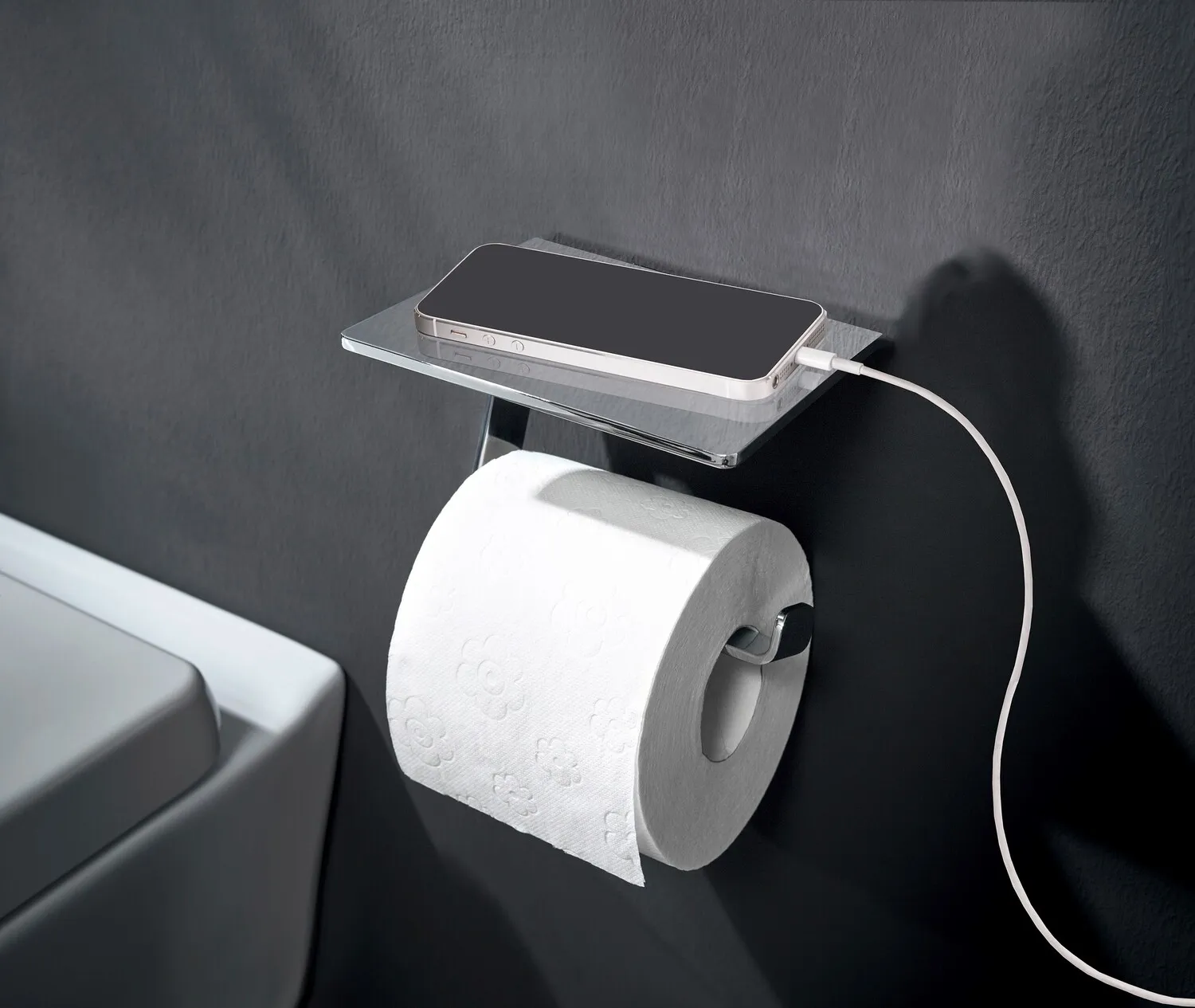 emco Toilettenpapierhalter mit Ablage „loft“ 0 × 0 × 0 cm in chrom
