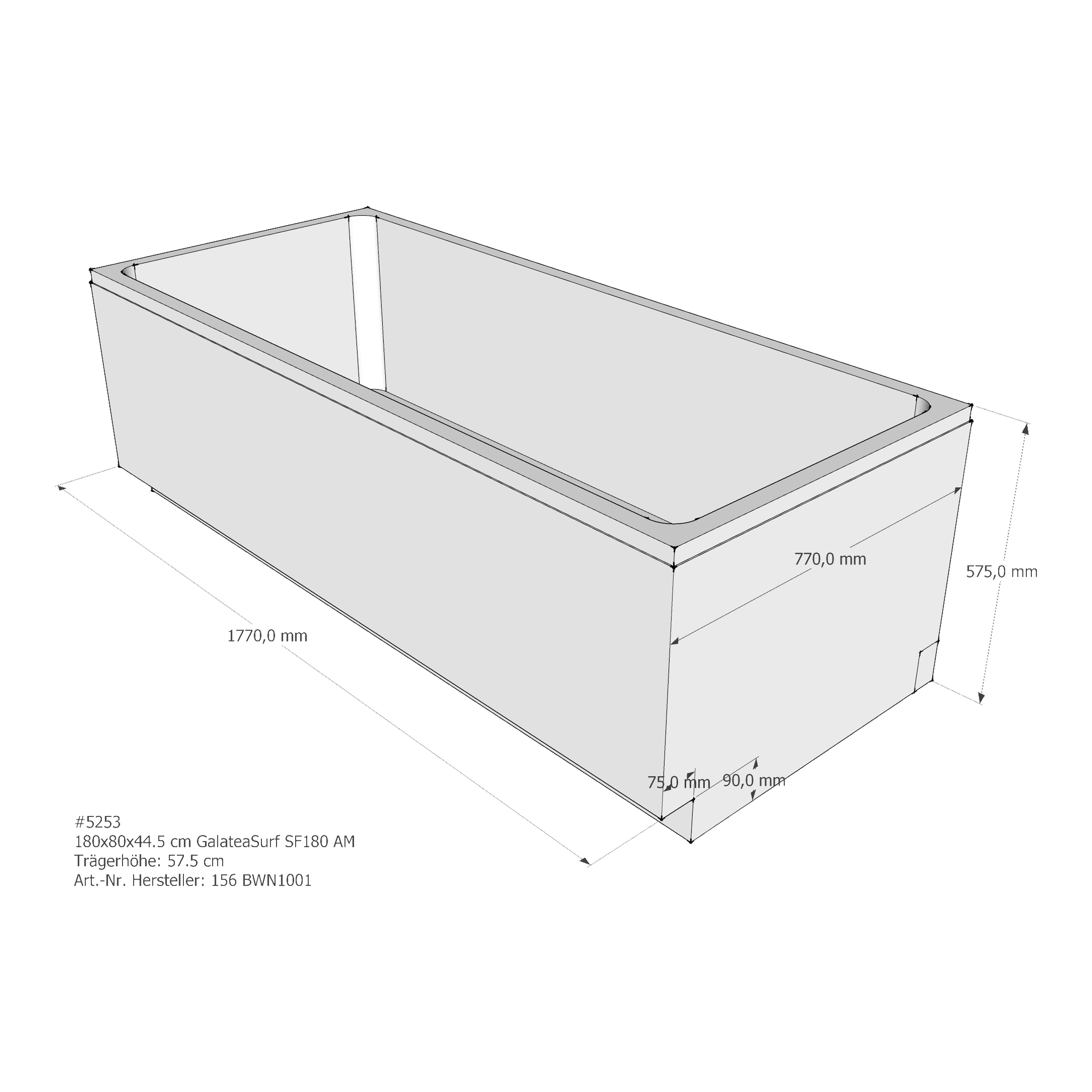 Badewannenträger für Galatea ~Surf SF 180 180 × 80 × 44,5 cm Badewannenträger für Galatea ~Surf SF 180 180 × 80 × 44,5 cm