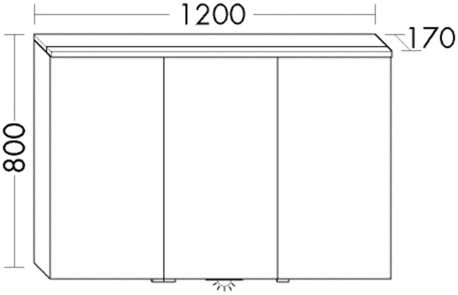 Spiegelschrank Eqio von burgbad - beidseitig verspiegelt, LED-Aufsatzleuchte 4250 K, 170 mm tief, 1200 mm breit, 800 mm hoch