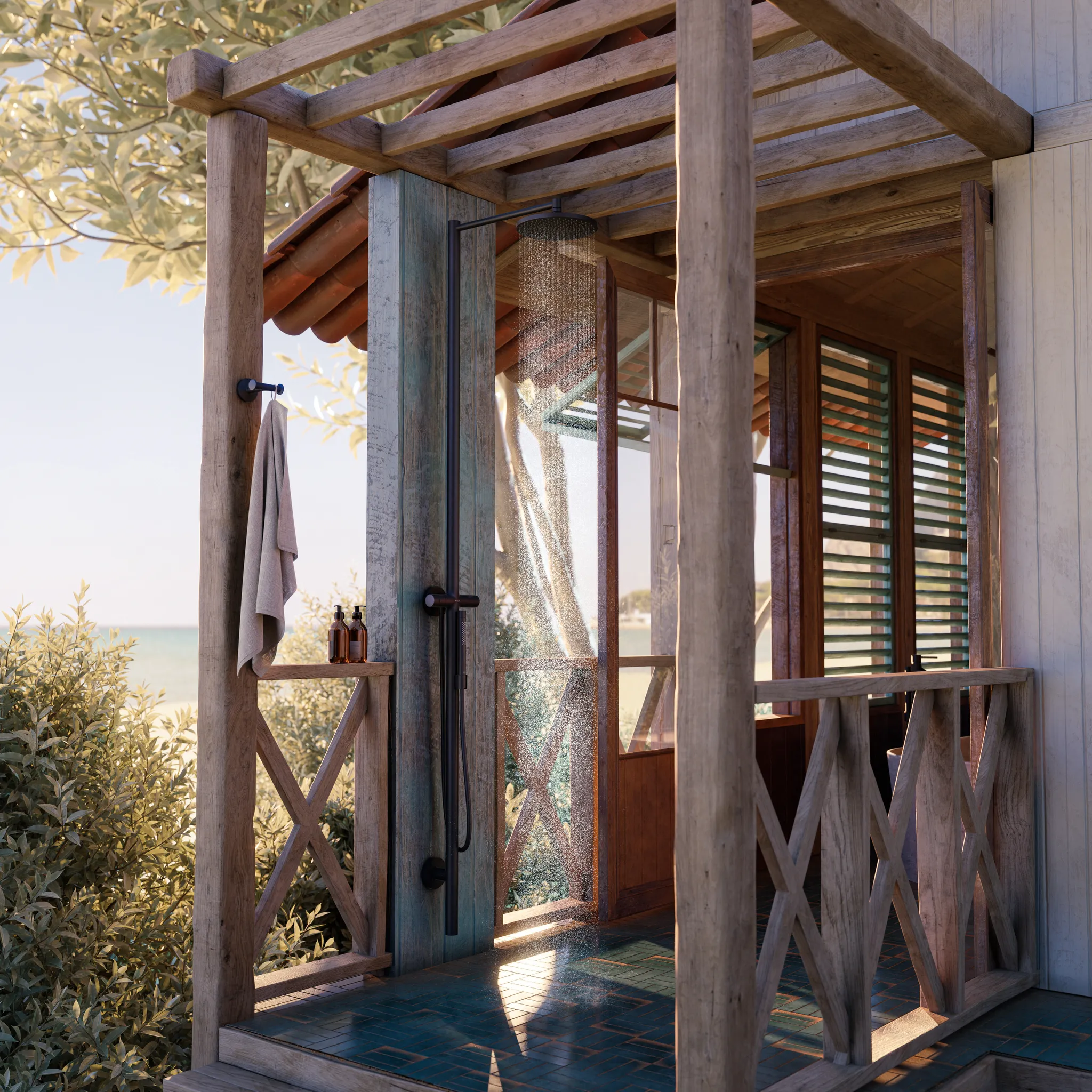 Hansgrohe AXOR Starck Nature Duschsäule mit Kopfbrause 240 1jet, Mattschwarz Hansgrohe AXOR Starck Nature Duschsäule mit Kopfbrause 240 1jet, Mattschwarz