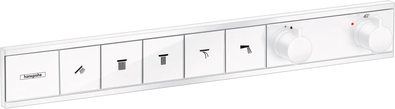 Thermostat Unterputz RainSelect Fertigset 5 Verbraucher chrom Farbe: Mattweiß Thermostat Unterputz RainSelect Fertigset 5 Verbraucher chrom Farbe: Mattweiß