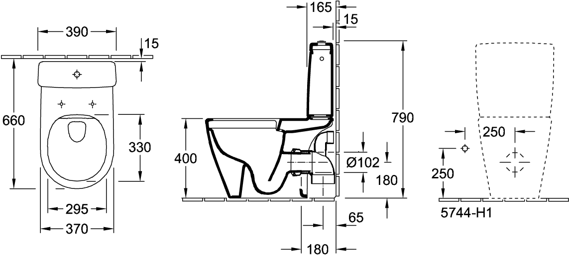 Stand-Tiefspül-WC DirectFlush „Avento“ 37 × 41 × 64 cm ohne Spülrand