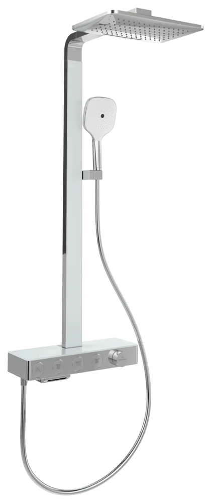 Villeroy & Boch Infinity Showers Duschsystem mit vier Funktionen, Eckig, Wandmontage, 413x1055x561mm, Chrom