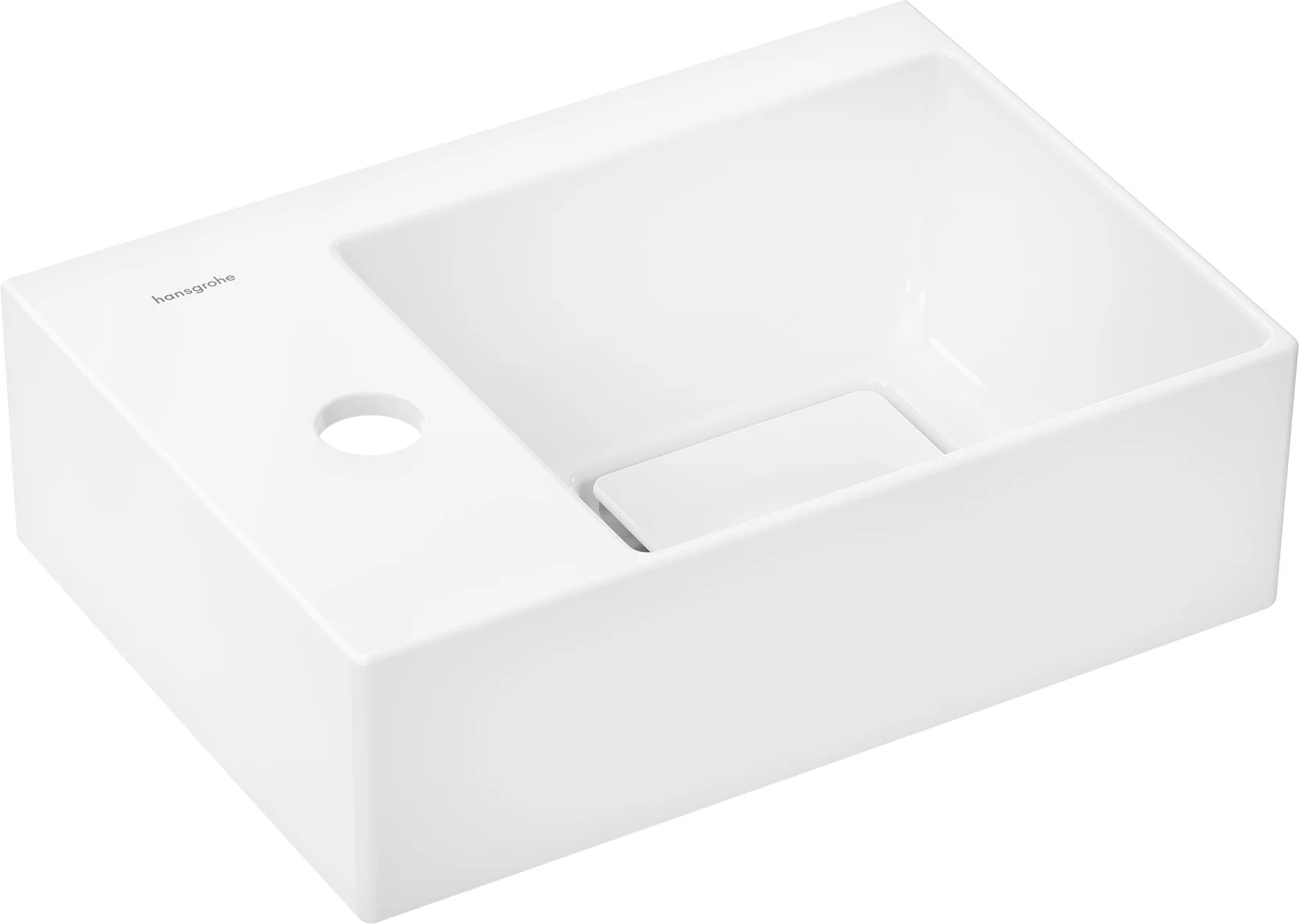 Hansgrohe Xevolos E Handwaschbecken, weiß, 360x250 mm, wandhängend, mit SmartClean-Glasur und Ablage links Hansgrohe Xevolos E Handwaschbecken, weiß, 360x250 mm, wandhängend, mit SmartClean-Glasur und Ablage links