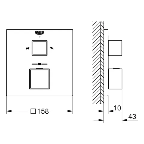 Thermostat-Wannenbatterie Grohtherm Cube 24155, mit integrierter 2-Wege-Umstellung, Fertigmontageset für Rapido SmartBox, chrom Thermostat-Wannenbatterie Grohtherm Cube 24155, mit integrierter 2-Wege-Umstellung, Fertigmontageset für Rapido SmartBox, chrom