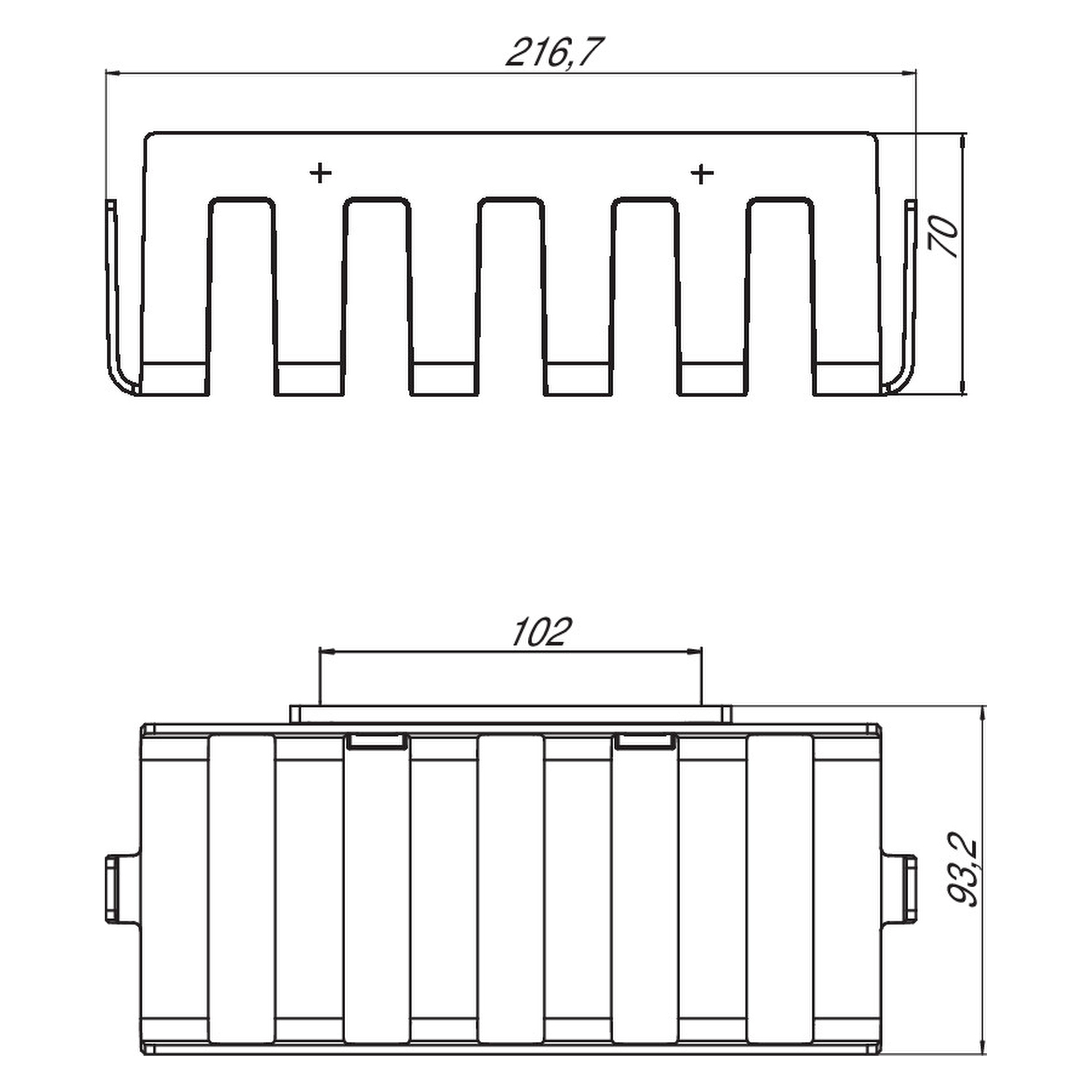 Eck-Wandkorb „System 2“, Befestigung verdeckt 21,6 × 9,3 × 7 cm 
