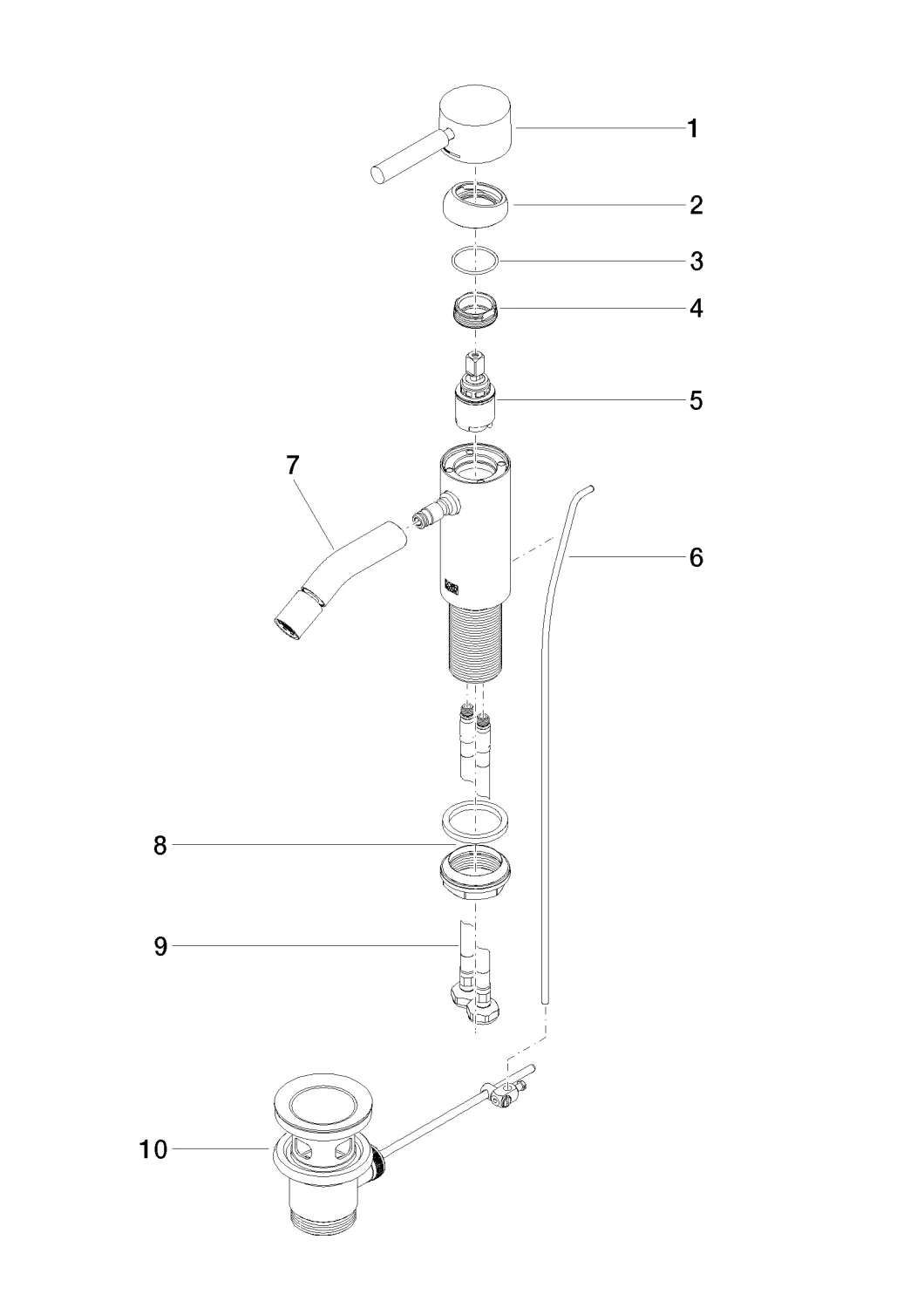 Bidet-Einhandbatterie mit Ablaufgarnitur META Chrom 33600660