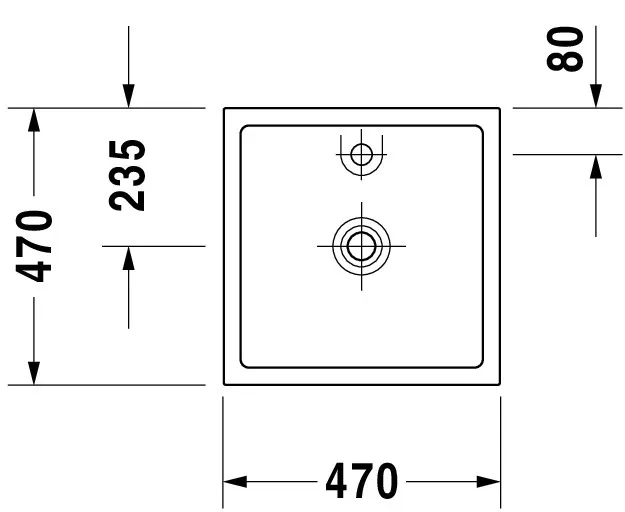 Aufsatzwaschtisch „Starck 1“, ohne Überlauf, Hahnlochposition mittig